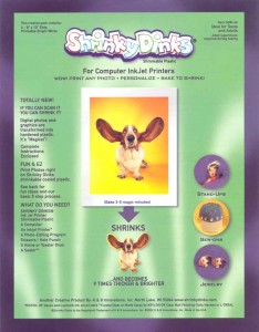 Shrinky Dinks Ink Jet printer