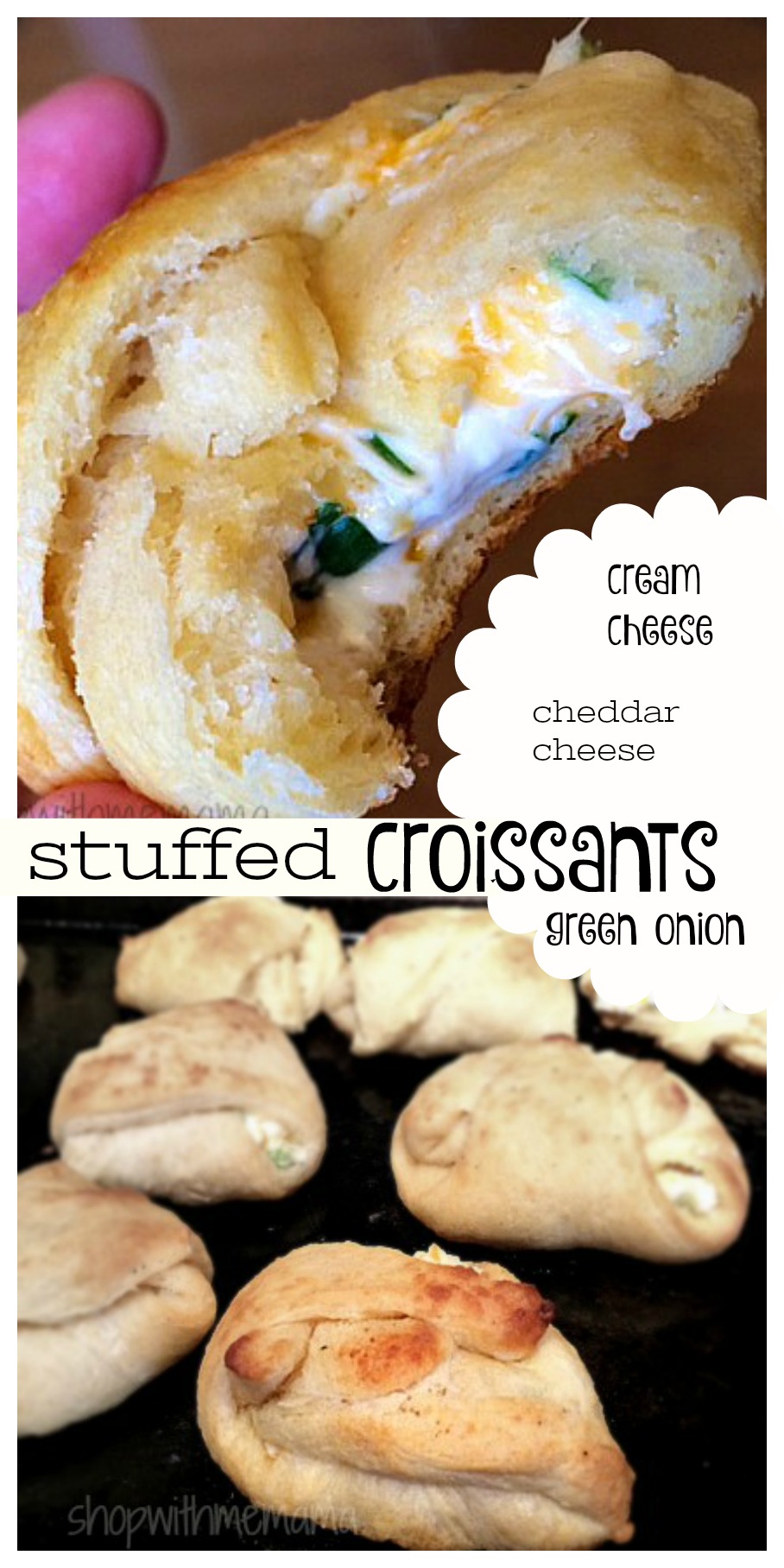 Cream Cheese Green Onion & Cheddar Cheese Stuffed Croissants