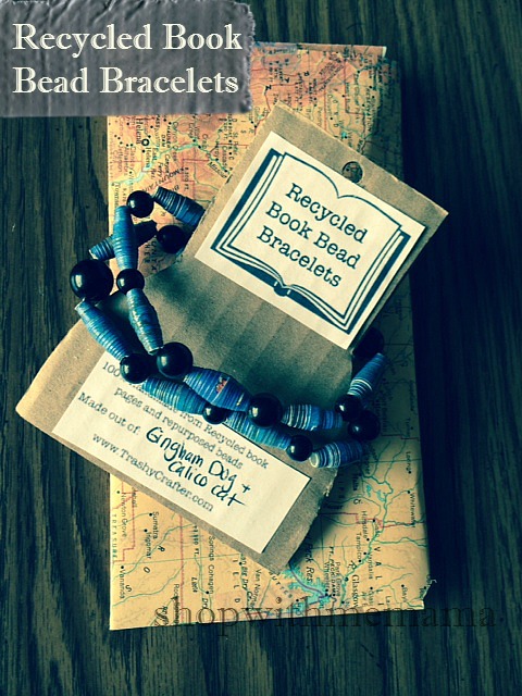 Recycled Book Bead Bracelets