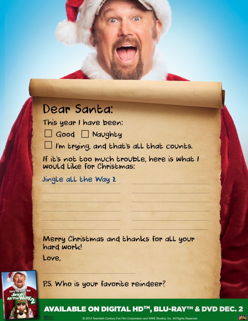 Jingle All The Way Printable Santa Wish List