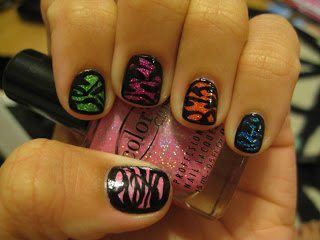 colorful zebra nails