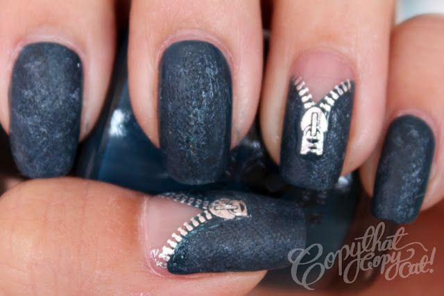 black zipper nail art