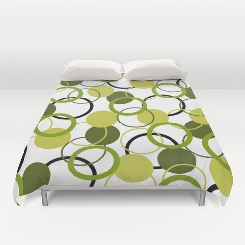 Olive Green Yellow Duvet Cover handmade