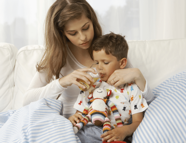 sick child with mom