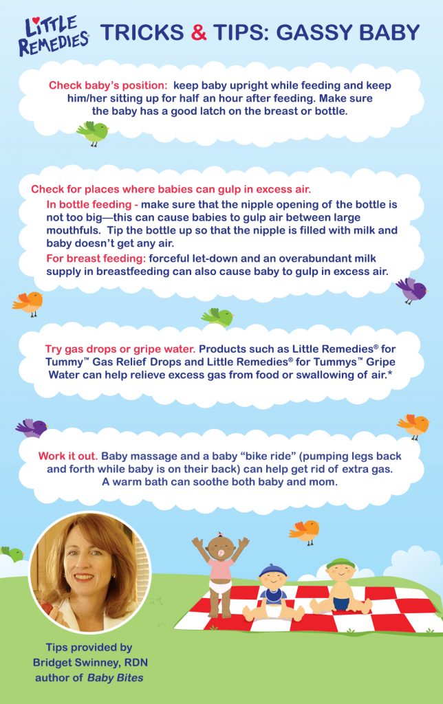 Tricks and tips gassy baby infographic
