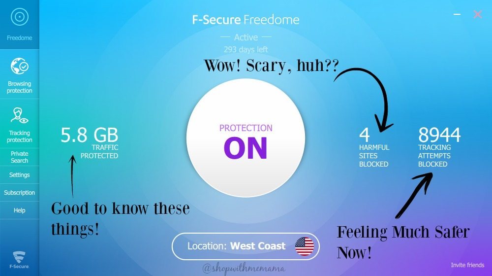 F-Secure Freedome Keeps Me Safe