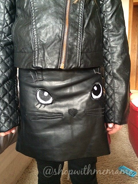 H&M Faux Black Leather Kitty Skirt For Girls