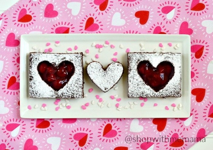 Heart Shaped Brownies With Cherry Filling