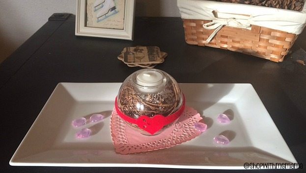 Tea Candle Glass Ball Heart Decoration
