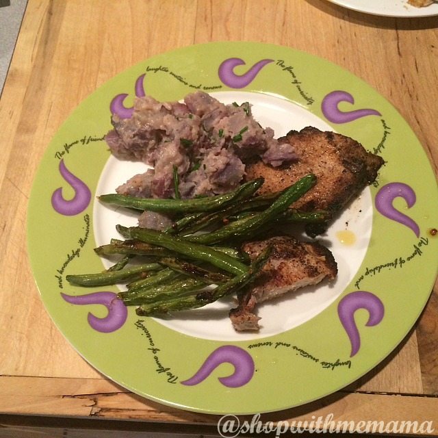 Pork Roast With Purple Potatoes and String Beans Recipe