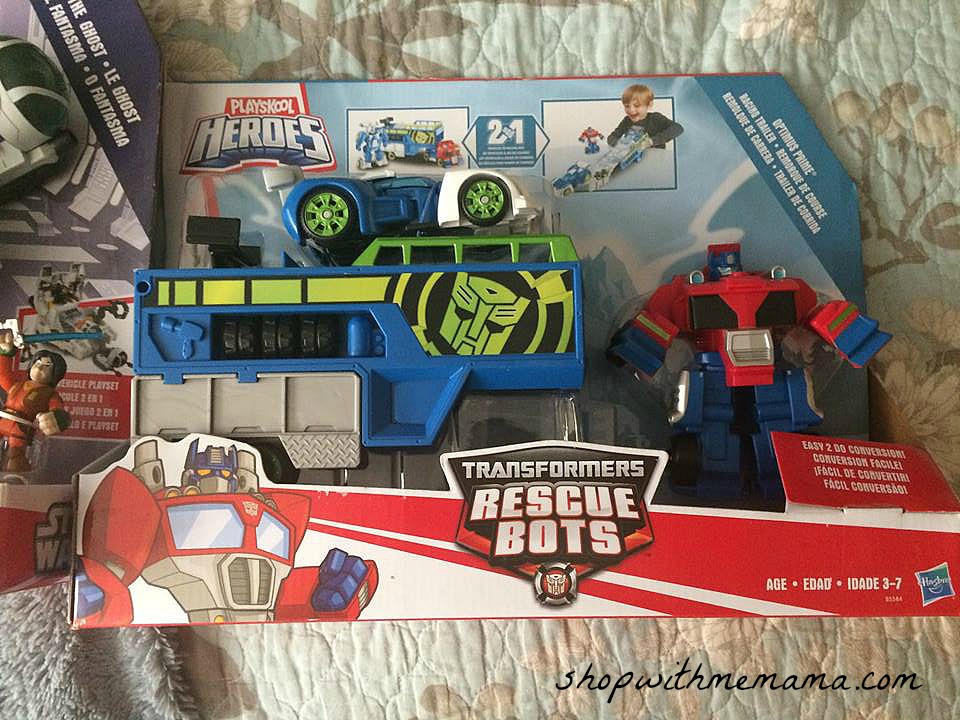 TRANSFORMERS RESCUE BOTS OPTIMUS PRIME RACING TRAILER Playset