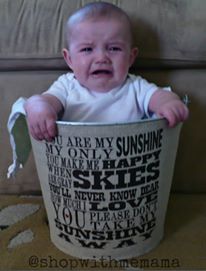 baby in bucket crying