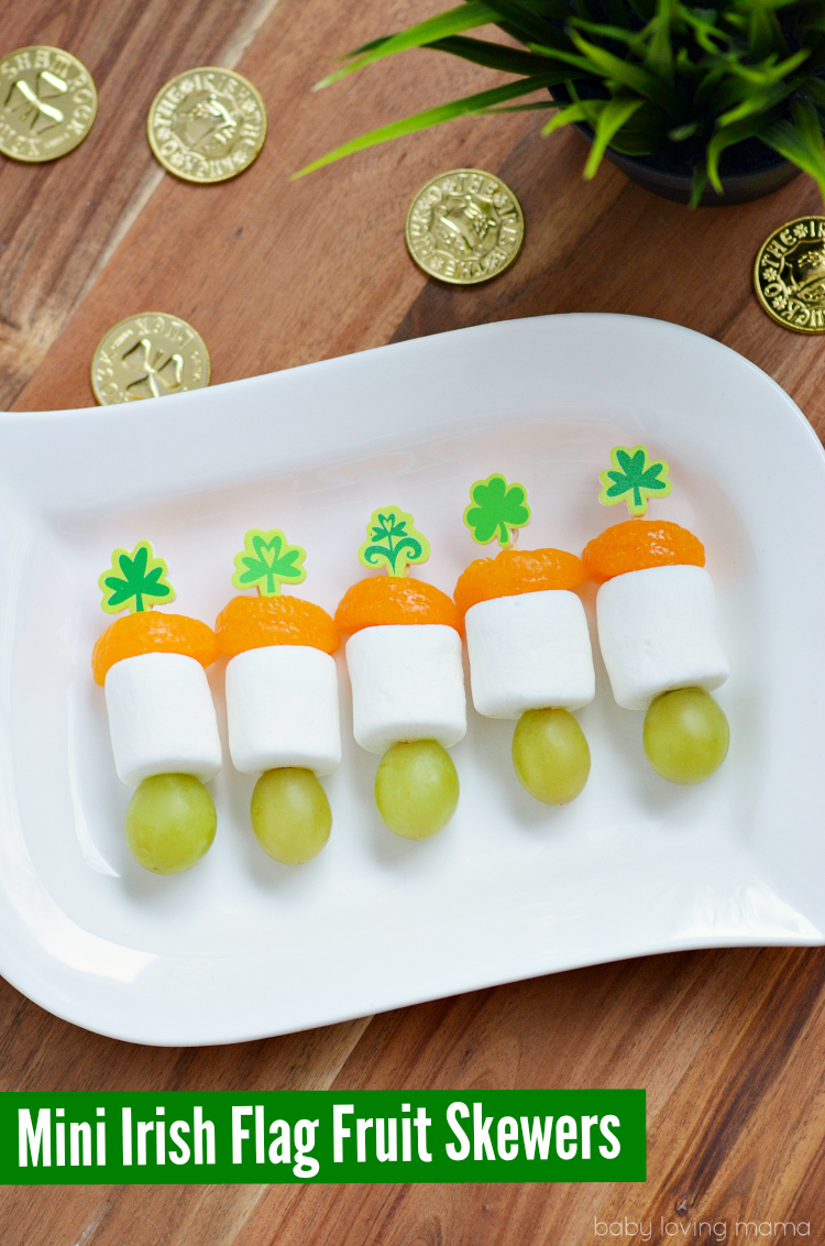 Mini Irish Flag Fruit Skewers for St. Patrick’s Day