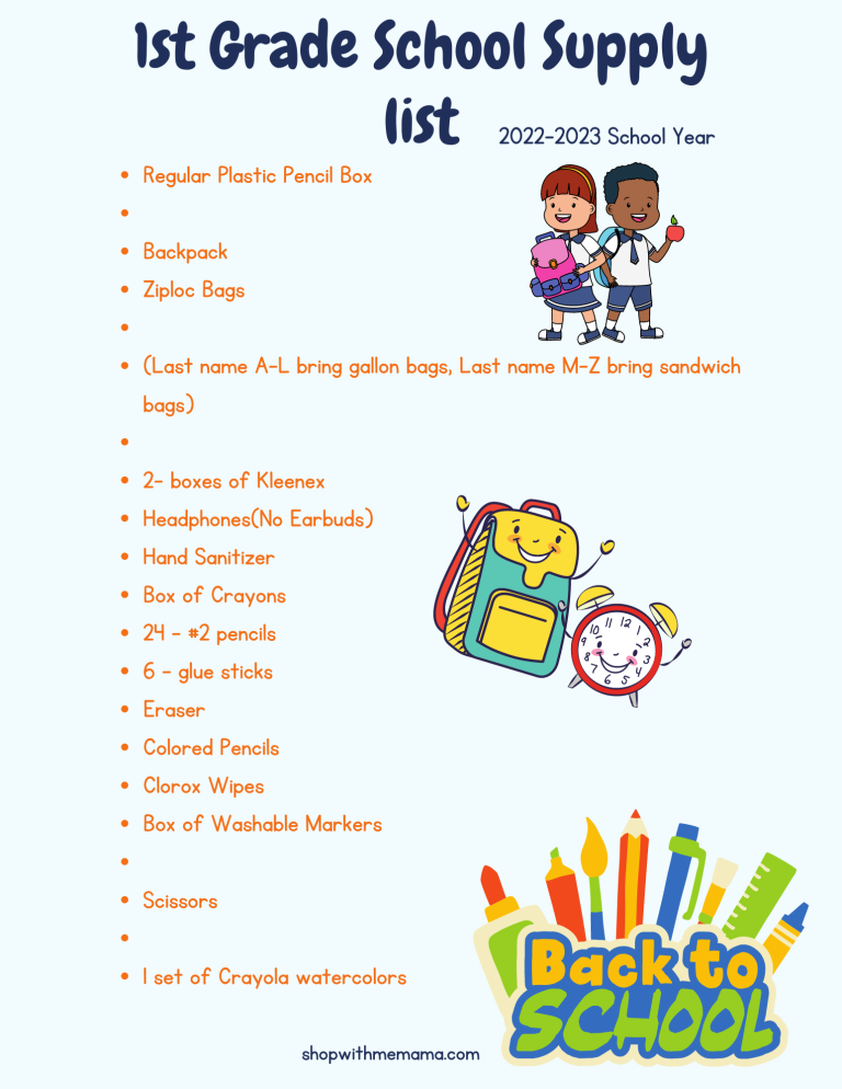 Back To School Printable School Supply Checklists (Grades K-6th) - Shop ...