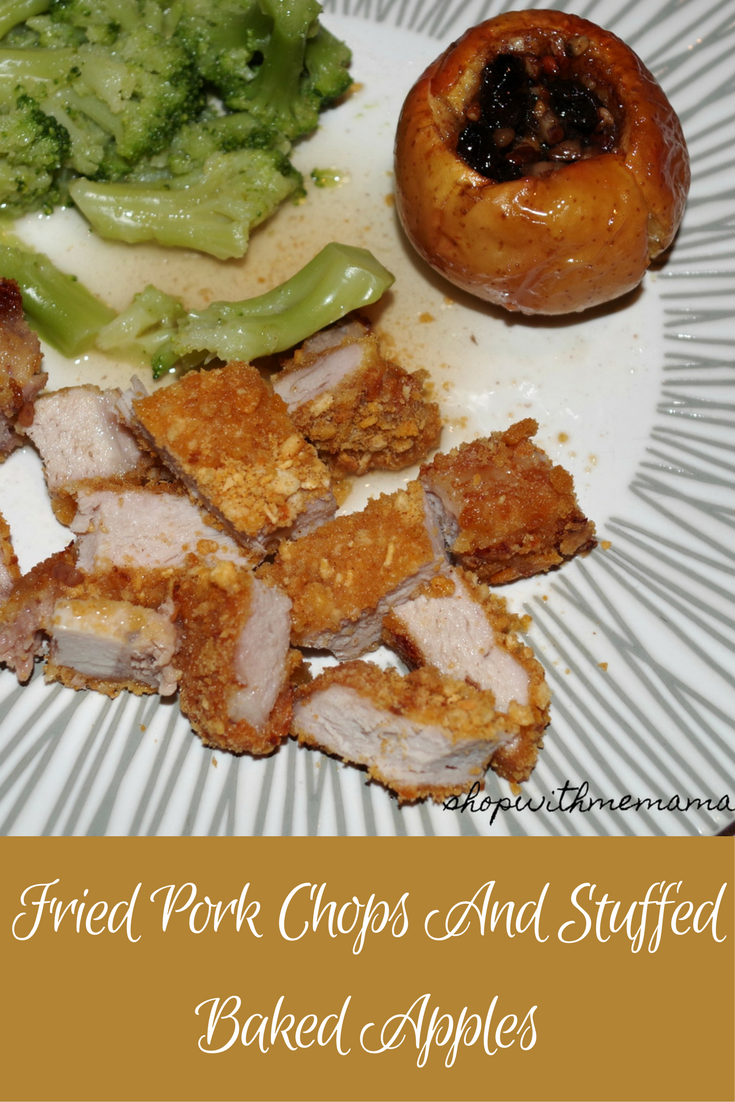 Fried Pork Chops And Stuffed Baked Apples