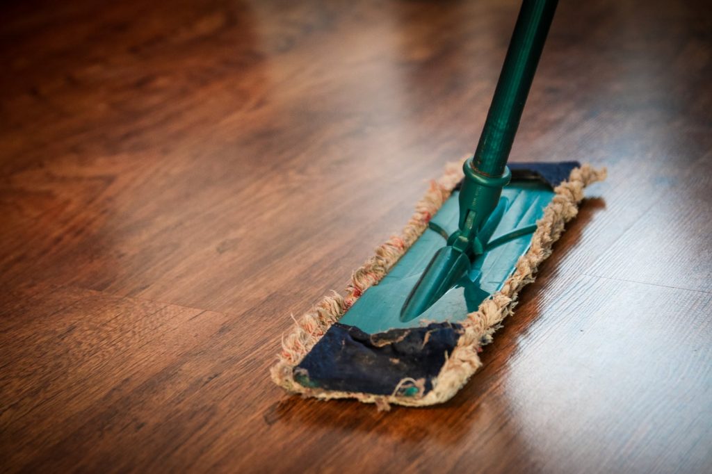 sweeping the floor