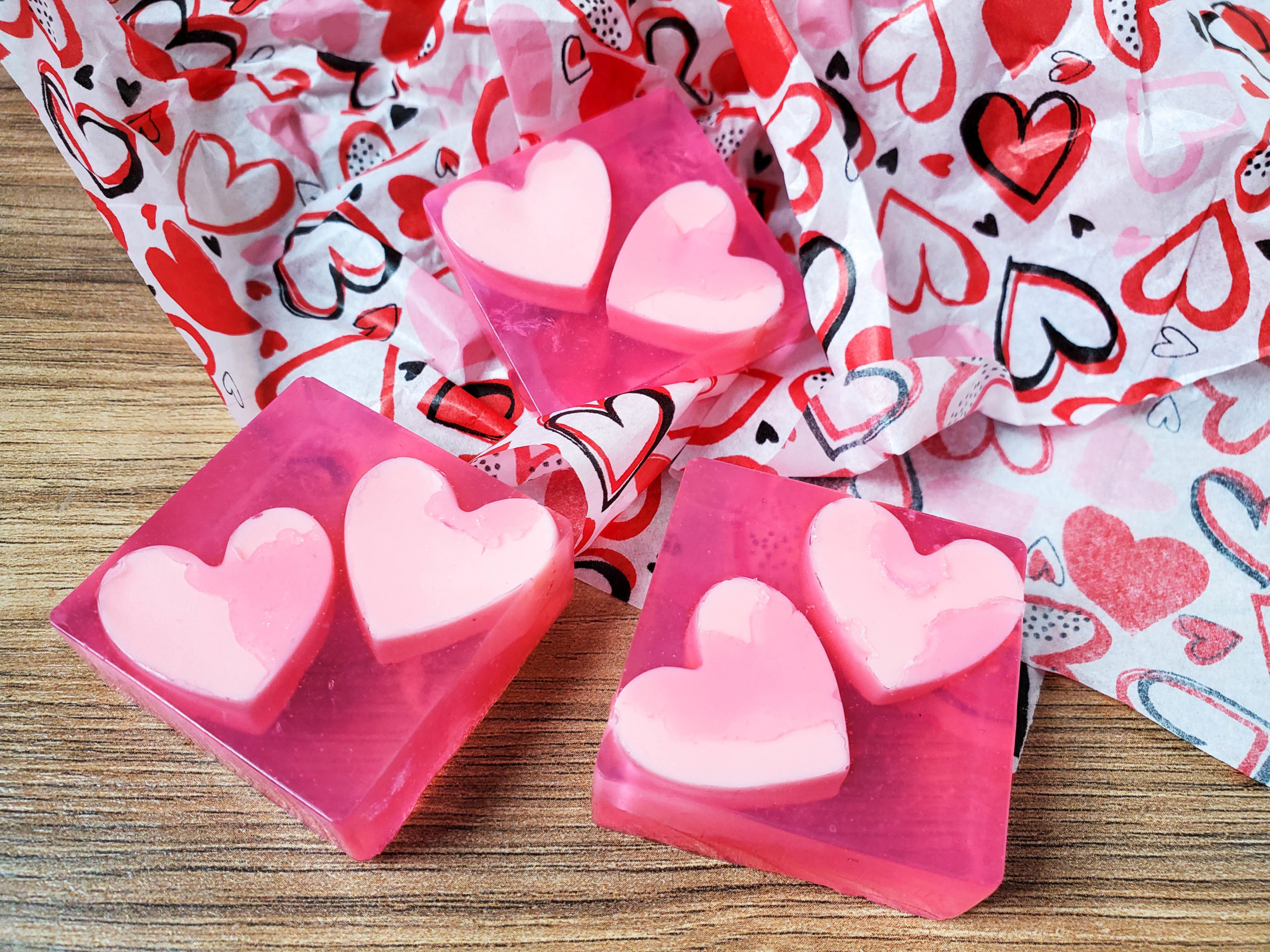 Coconut Valentine’s Soaps with Hearts