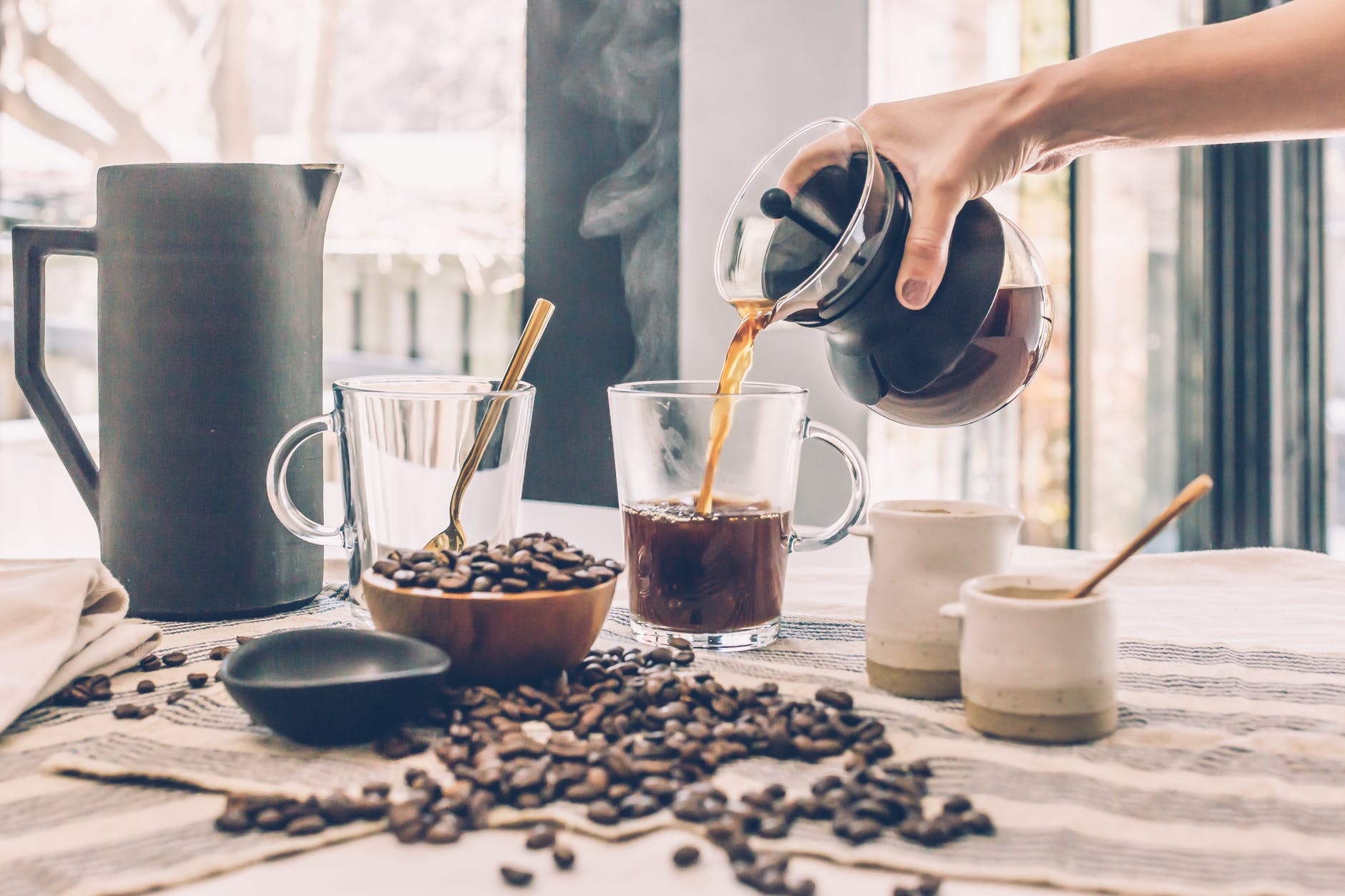 pouring coffee