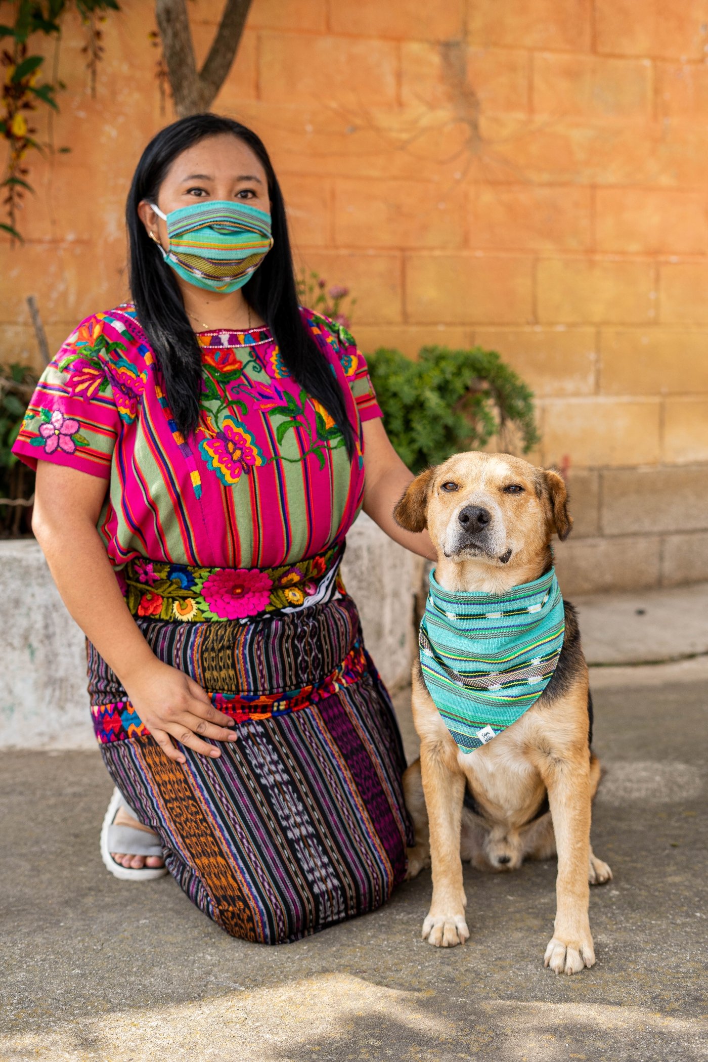 handwoven face masks and dog bandanas