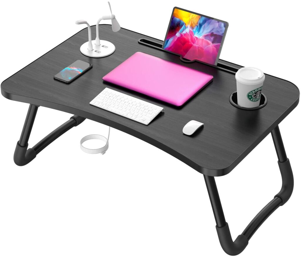 Standing Laptop Desk with USB Plugs And Cup Holder