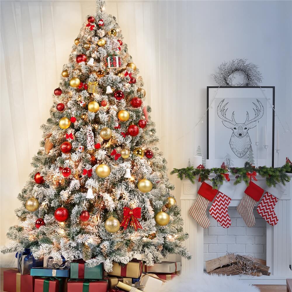 Artificial Flocked Christmas Tree with Lights