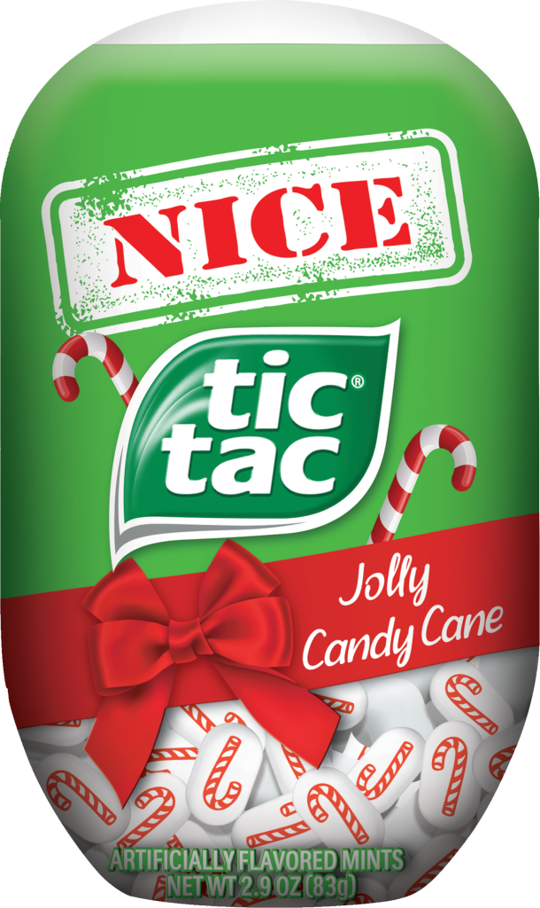 Tic Tac® Naughty or Nice: Sinfully Cinnamon and Jolly Candy Cane flavors allow you to let friends and family know if they made the nice list, or the naughty list. Both refreshingly delicious packs are perfect as stocking stuffers.