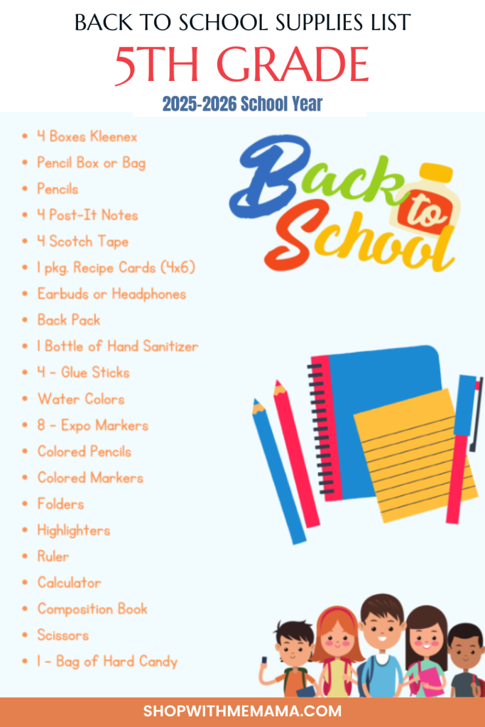 5th Grade Back To School Supply List