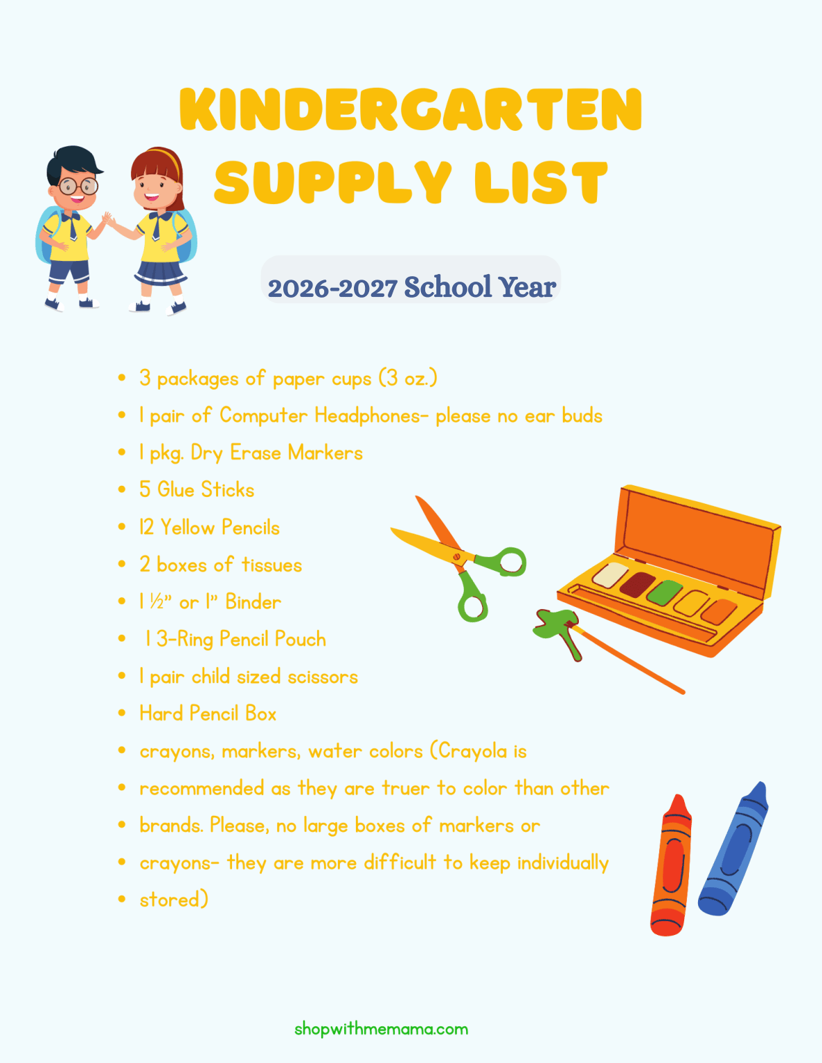 Back To School Printable School Supply Checklists (Grades K-6th) Back To School Printable School Supply Checklists (Grades K-6th)