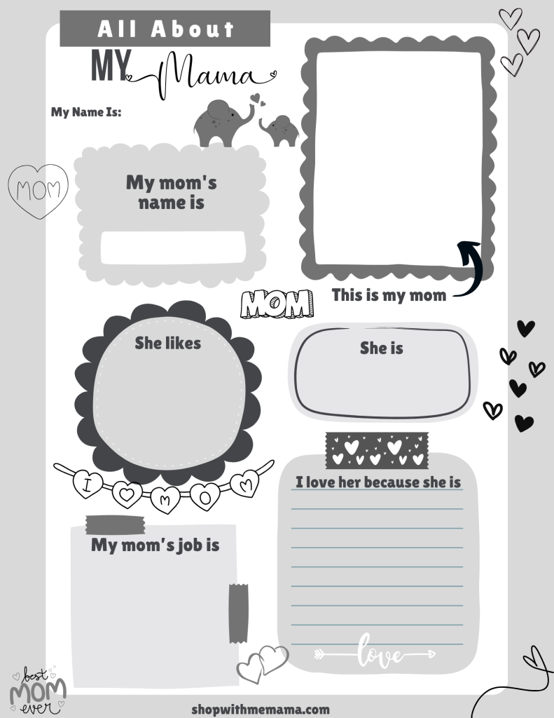 All ABout My Mom Printables (Mother's Day Printable Templates)