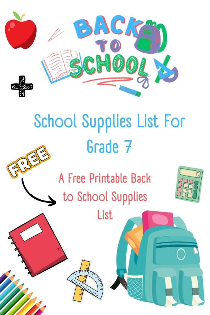 School Supplies List For Grade 7
