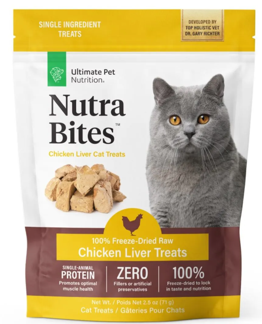 Nutra Bites™: Chicken Liver Cat Treats! These bite-size treats are made from a single, nutritious ingredient: chicken liver. Chicken liver is rich in protein, making it a nutritious treat for your cat that can help support healthy energy, muscles, and weight management. Our special freeze-drying process preserves the nutrients and savory aroma of fresh chicken liver, creating a nutritious treat that smells and tastes delicious. These convenient, tasty treats are perfect for cats of all sizes, and great for meal toppers or everyday snacks your cat will love.