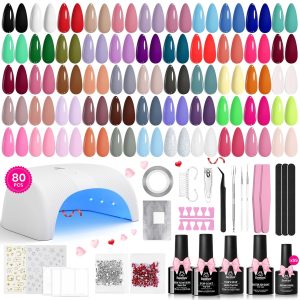 Beetles Gel: Beetles Color Enchantment 55 Colors Kit! 55 gel polish colors, base coat, no-wipe top coat, matte top coat, glitter top coat, a professional nail lamp, and 20 pieces of nail tools! This is a wonderful nail kit for every beauty addict!