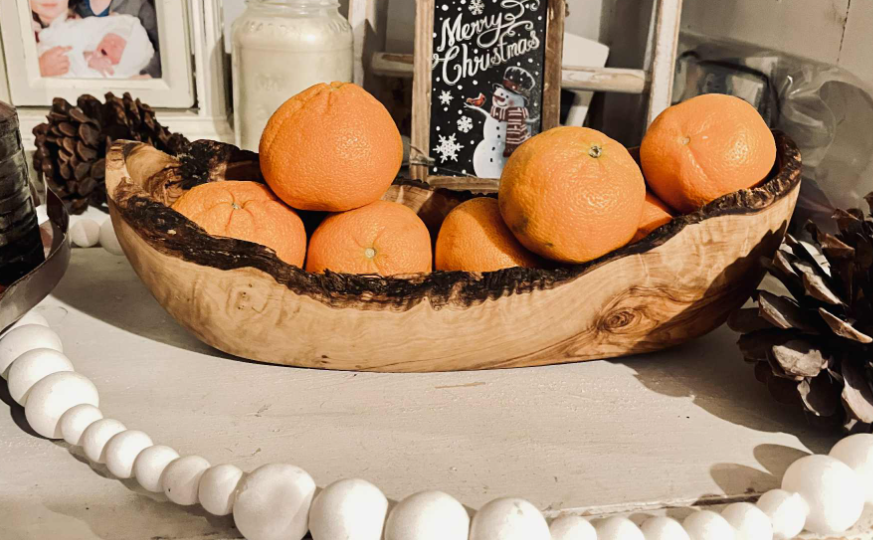 Rustic Olive Wood Bread Bowl