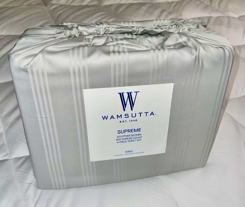 Wamsutta Supreme Egyptian Cotton Sheets! I received a set of these amazingly soft and comfy sheets in the striped lunar rock color and LOVE them! Woven from premium long-staple 600-thread-count Egyptian cotton, our Supreme Egyptian Cotton Sheet Set offers an ultra-smooth, silky hand and a luminous sheen. Renowned for its exceptional softness, breathability, and enduring durability, Egyptian cotton elevates your sleep experience night after night. The cotton weave enhances the cotton’s natural softness, delivering refined, spa-like comfort with every touch. Free shipping with $100+ orders! No code needed!!!