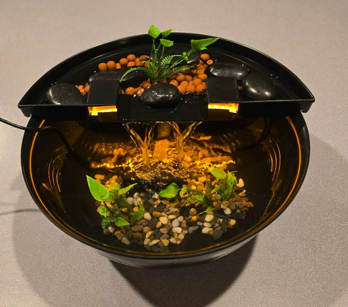 DIY Indoor Tabletop Water Fountain With LED Lights