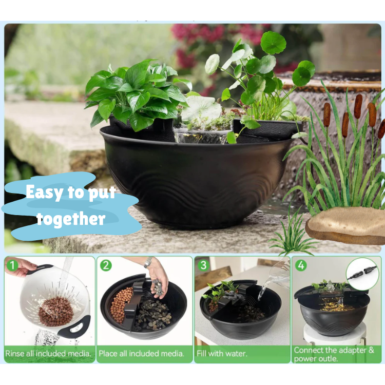 DIY Indoor Tabletop Water Fountain With LED Lights